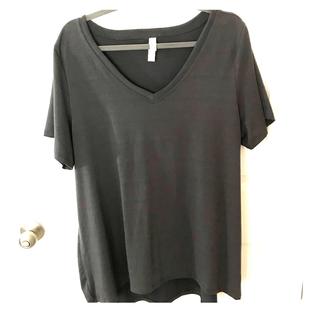 LuLaRoe Christy T dark charcoal grey black 2x